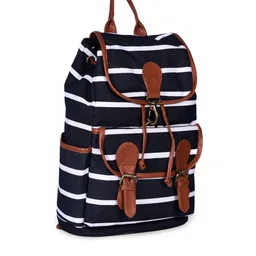 Lychee bags Women Black Striped Backpack image 2