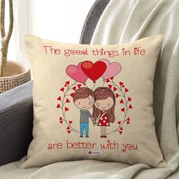Indigifts Cream & Red Printed Sqaure Cushion Cover With Filler-picture-8