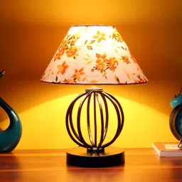 Devansh Multicoloured Printed Cotton Table Lamp With Iron Base image 4