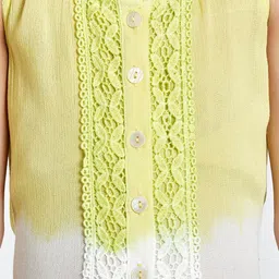 Peppermint Girls Lime Green & White Colourblocked Playsuit image 5