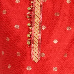 Pro-Ethic STYLE DEVELOPER Boys Ethnic Motifs Printed Pure Silk Kurti with Pyjamas image 4
