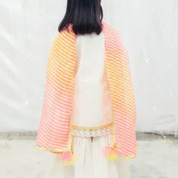 Fayon Kids Girls Embroidered Regular Thread Work Pure Cotton Kurti with Sharara & With Dupatta image 3