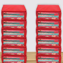 Kuber Industries Red 12 Pieces Foldable Saree Organisers image 5