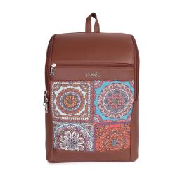 Zouk Amalia Unisex Vegan Leather Laptop Backpack - Multicolor Mandala Print (L)-picture-23