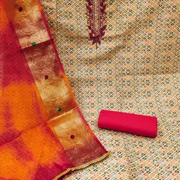 SHADOW & SAINING Ethnic Motifs Embroidered Zari Unstitched Dress Material image 4