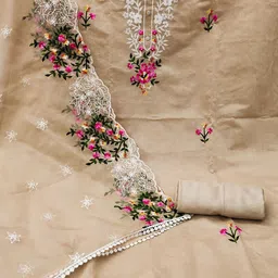 MANVAA Floral Embroidered Unstitched Dress Material image 2