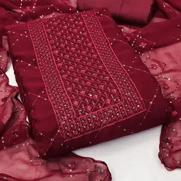 KALINI Embroidered Silk Georgette Unstitched Dress Material image 5