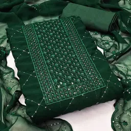 KALINI Embroidered Silk Georgette Unstitched Dress Material image 5