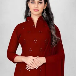 MANVAA Ethnic Motifs Embroidered Unstitched Dress Material image 4