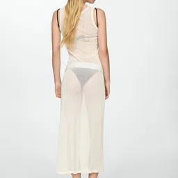 MANGO Sheer Knitted Sheath Midi Dress image 3