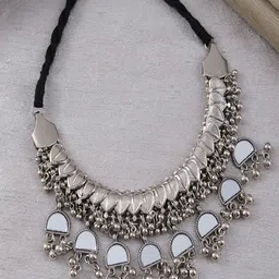 UNIVERSITY TRENDZ Silver Plated Artificial Stones Oxidised Necklace image 2