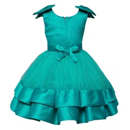 The Magic Wand Girls Sea Green Layered Net Dress image 4