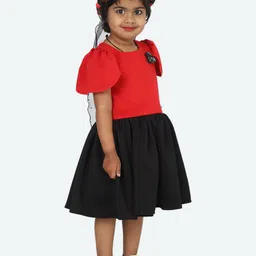 Samsara Couture Girls Red & Black Net Frock Dress image 2