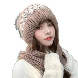 topibaaz Woollen Winter Cap Hat for Women & Girl's | Stretchable Latest Trending Knit Soft Faux Fur Skull Ski Beanie Pom Pom (Inside Fur) Hat & Cap for Women | Causal Freesize image 1
