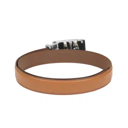 Calvadoss Men Tan Solid PU Belt image 3