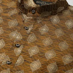 SOJANYA Men Mustard Yellow & Gold-Toned Jacquard Kurta image 4