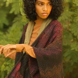 KHALEEJ Women Asymmetric Closure Wool Longline Cape Jacket image 3