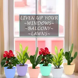 Kuber Industries Blue & Beige 18 Pieces Lightweight Planters image 3