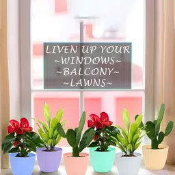 Kuber Industries White & Beige 6 Pieces Marble Finish Planters image 3