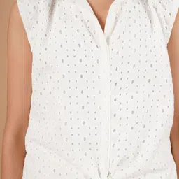 Unique Designers Girls Self Design Shirt Collar Top with Palazzos image 2