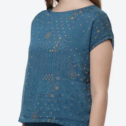 Rangriti Women Blue Printed Kurta With Palazzos image 2