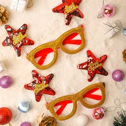 MARKET99 Red & Gold Toned 2 Pieces Christmas Party Spectacles Christmas Decor-image-50