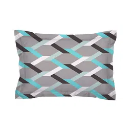 Aura Grey & White Geometric 180 TC Fitted Queen Bedsheet With 2 Pillow Covers image 4