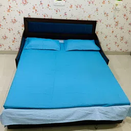Innovative Edge Blue Geometric Cotton 180 TC King Bedsheet with 2 Pillow Covers image 2