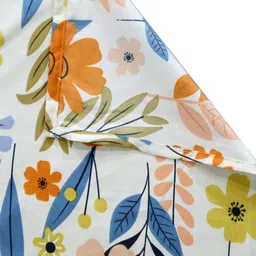 Arrabi Cream-Coloured & Yellow Floral 300 TC Flat King Bedsheet with 2 Pillow Covers image 2