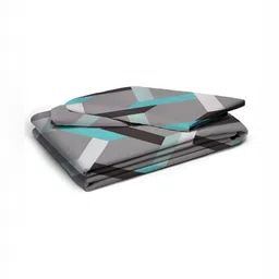 Aura Grey & White Geometric 180 TC Fitted Queen Bedsheet With 2 Pillow Covers image 2