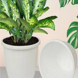 Kuber Industries Red & Yellow 4 Pieces Balcony Textured Planters image 5