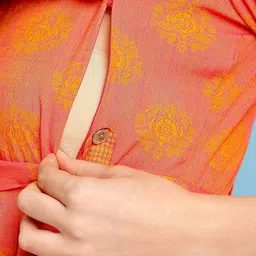 True Shape Ethnic Motifs Printed Fit and Flare Pleated Maternity Dresses image 2