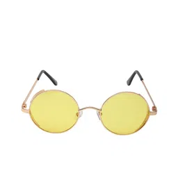 GARTH Unisex Yellow Lens & Gold-Toned Round Sunglasses UV Protected Lens RND-CUP_YLW_GRT image 5