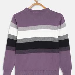 Octave Boys Purple & White Striped Cotton Pullover image 2