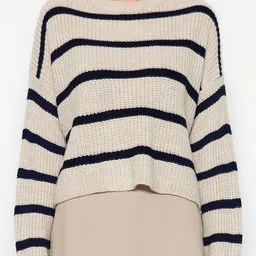 Trendyol Striped Round Neck Acrylic Pullover image 2