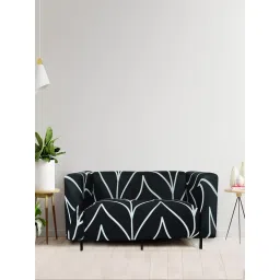 House of Quirk Double Seater Sofa Cover For Couch Flexible 140 Gsm Sofa Slipcover - Black image 2