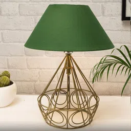 Homesake Adults Green & Gold-Toned Solid Shade Table Lamp image 2