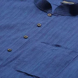 Manthan Men Blue Solid Straight Kurta image 2