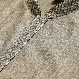 Manthan Men Brown & Beige Woven Design Straight Kurta image 3