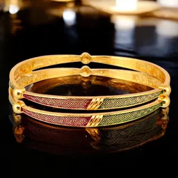 LUCKY JEWELLERY Set Of 2 18K One Gram Gold-Plated Bangles image 4