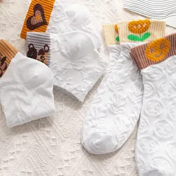 iSWEVEN Women Pack Of 5 Patterned Ankle-Length Cotton Socks image 2