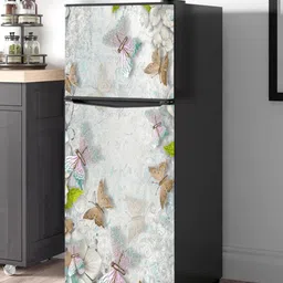 WallDaddy Grey & Brown Floral-Printed Refrigerator Sticker image 2