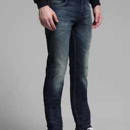 Jack & Jones Men Slim Fit Low-Rise Mildly Distressed Heavy Fade Stretchable Jeans image 5