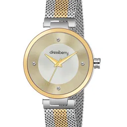 DressBerry Women Embellished Dial & Stainless Steel Bracelet Style Straps Analogue and Digital Watch image 4