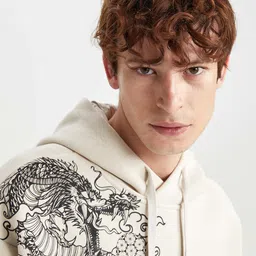 DeFacto Graphic Printed Hooded Pullover Sweatshirt image 2