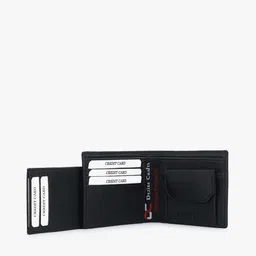 Dezire Crafts Men Black Textured Cut Work PU Leather Two Fold Wallet image 2