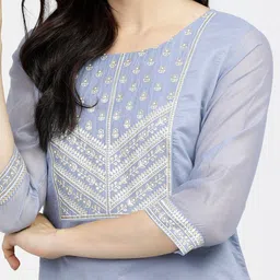 Vishudh Women Mauve Ethnic Motifs Yoke Design Thread Work Kurta image 4