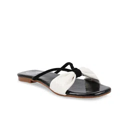 Shoetopia Women Black Colourblocked Open Toe Flats image 2