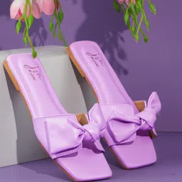 JM Looks Bows Detail Open Toe Flats image 5