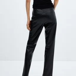 MANGO Women Animal Effect PU Straight Fit Trousers image 3